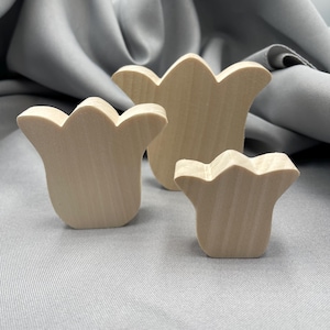 Mini tulipani in legno, decorazione in legno a forma di tulipano per vassoio, fiori grezzi per lavoretti, tulipani ritagliati, idee regalo per la primavera e l'estate, modelli 3D