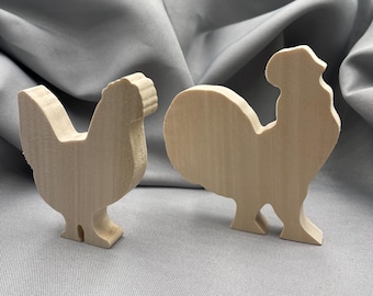 Unfinished Wood Rooster, Chicken, Blank Ready to Paint, Cutouts DIY Craft, Spring Shelf Filler, Silhouette, Rustic Farm Animal