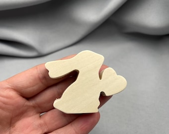 Unfinished Small Wooden Rabbit, Bunny Blank Cutout, DIY Easter Craft for Kids, Standing Wood Peep, Mini Tray Decor