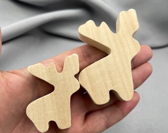 Wooden Deer Shape, Unfinished Deer Cutout, Hanging or Standing Figurine, DIY Kids Ornament, Rustic Small Tray Decoration