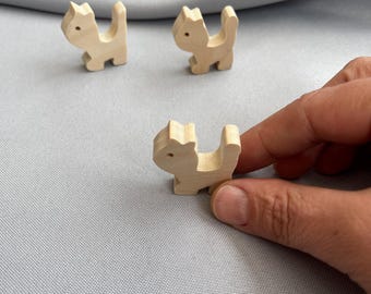 Small Unfinished Wood Cat Cutout, Mini Standing Farm Animal, DIY Shape Craft Supplies, Blank Decoration Gift, Decor for Tray