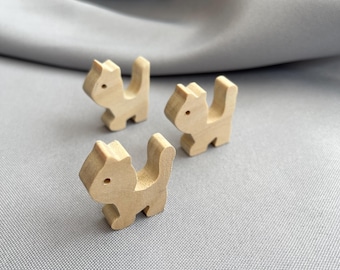 Unfinished Micro Wooden Standing Cat Cutout, Small Craft Supplies, Wood Shape Blank, Miniature for Tray, Ready to Paint