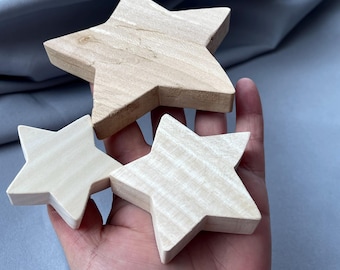 Beeveer 30-Piece Wood Star Cutouts - 4 Sizes Unfinished Wooden Stars For DIY Crafts & Decor