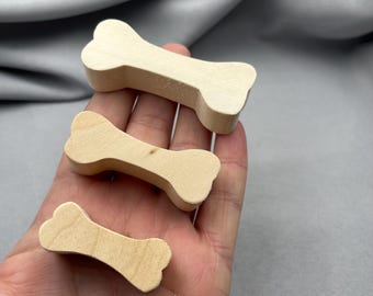 Wooden Thick Bone Shape, Blank Wood Cutout Small DIY Craft Project, Dog Animal Tray Decor