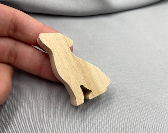 Wooden Dog Cutout, Figurine Unfinished Craft Blank for DIY Painting, Decorating Creative Projects, Sitting Farm Animal