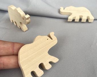 Unfinished Wooden Elephant, Blank Wood Cutout, Small Safari Animal, Standing Figurine, Pieces to Paint, Mini Craft Gift for Kids