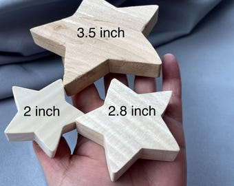 Wooden Assorted Unfinished Star, Cutout Free Standing Stars 3 size, Blank Wood Craft Supplies, Thick Tabletop Distressed, Shelf Decor