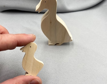 Unfinished Standing Duck, Miniature Wood Cutout, Farm Animal, Blank Figurine for Painting