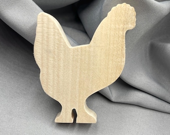 Wood Chicken Cutouts, Unfinished Standing Hen, DIY Craft Projects, Wooden Farm Animal, Small Blank Unpainted, Spring Tray Decorations