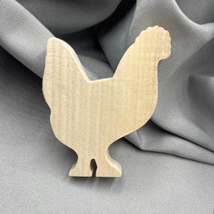Unfinished Wooden Chicken, Craft Supply Shape, Wooden Chicken for Kids, DIY Wood Blank, Mini Wooden Figurine, Spring Table Decorations
