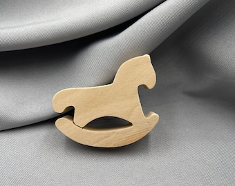 Unfinished Wooden Rocking Horse Cutout,  Small Toy Craft Blank Animal, Kids Room Decor, Solid Wood Figurine