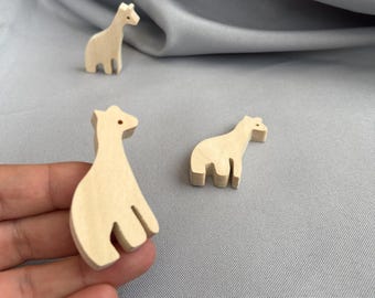 Unfinished Mini Wooden Giraffe Cutout, Wood Blank Safari Animal, Small Figurine Ready to Paint, Shape Craft DIY, Tray Shelf Decor