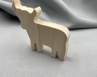 Standing Wooden Small Cow Cutout, Unfinished Blank Western Farm Animal, Rustic Tray Decoration, Craft DIY to Paint, Animal Miniature