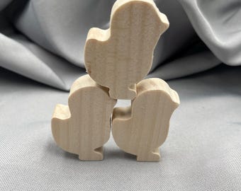 Wooden Mini Chicken, Standing Thick Baby Chick, Craft Shape, Unfinished Shelf Tray Decor, Spring Blank Cutout, Farm Animal