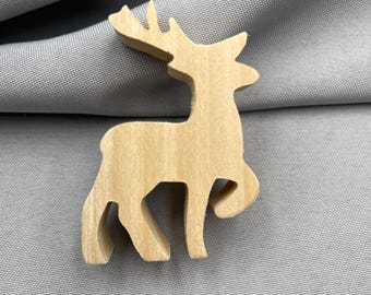 Unfinished Wooden Deer, DIY Craft Blank Cutout, Gift Small Project for Kids, Standing Reindeer Mantel Decoration