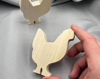Wooden Unfinished Chicken Cutout, Small DIY Project, Farm Animal Blank Unpainted, Spring Tray Decorations, Waldorf Figure