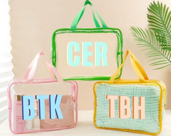 Large Shadow Monogram Pool Bag,Custom Bridesmaid Makeup Bag,Monogrammed Makeup Bag,Travel Bag,Bachelorette Party Gift,Bridal Shower Favor