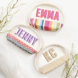 Custom Weaving Pool Bag,Shadow Monogram Bridesmaid Makeup Bag,Waterproof TSA Toiletry Pouch,Bachelorette Party Gift,Bridal Shower Favor