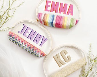 Custom Weaving Pool Bag,Shadow Monogram Bridesmaid Makeup Bag,Waterproof TSA Toiletry Pouch,Bachelorette Party Gift,Bridal Shower Favor