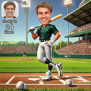 Custom Baseball Player Caricature Portrait | Personalized Baseball Cartoon | Gift For Baseball Player | Sports Caricature | Funny Gift