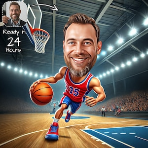 Custom Basketball Player Caricature Portrait | Gift For Basketball Player | Basketball Player Cartoon | Caricature From Photo