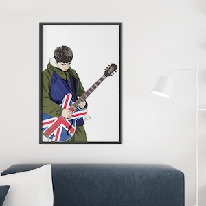 Noel Gallagher Print Oasis  Poster Bathroom Bedroom Wall Art Maine Road Iconic Art Prints