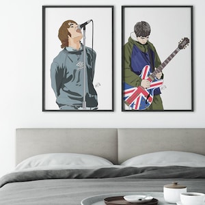 Oasis Poster Print Liam Gallagher Noel Gallagher Poster Bathroom Bedroom Wall Art Maine Road Iconic Art Prints