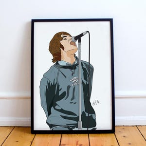 Liam Gallagher Print Oasis  Poster Bathroom Bedroom Wall Art Maine Road Iconic Art Prints
