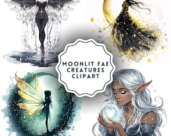 Clipart di fate al chiaro di luna: 47 immagini PNG mistiche (download digitale)