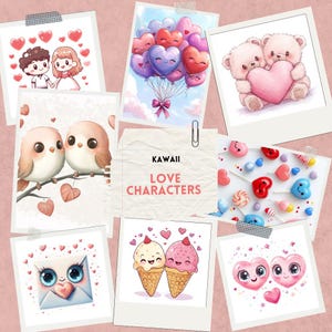 Personajes de amor kawaii: adorables ilustraciones para el día de San Valentín
