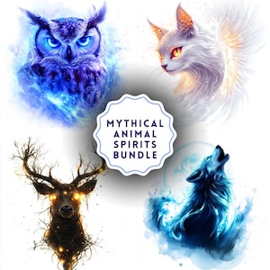 60 mythische dierengeesten clipart PNG – 60 PNG mystieke wezens kunst voor T-shirts en prints – digitale download – commercieel gebruik