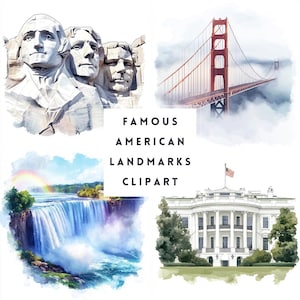 52 beroemde Amerikaanse monumenten clipart png-52 USA reizen illustraties-digitale download-commercieel gebruik