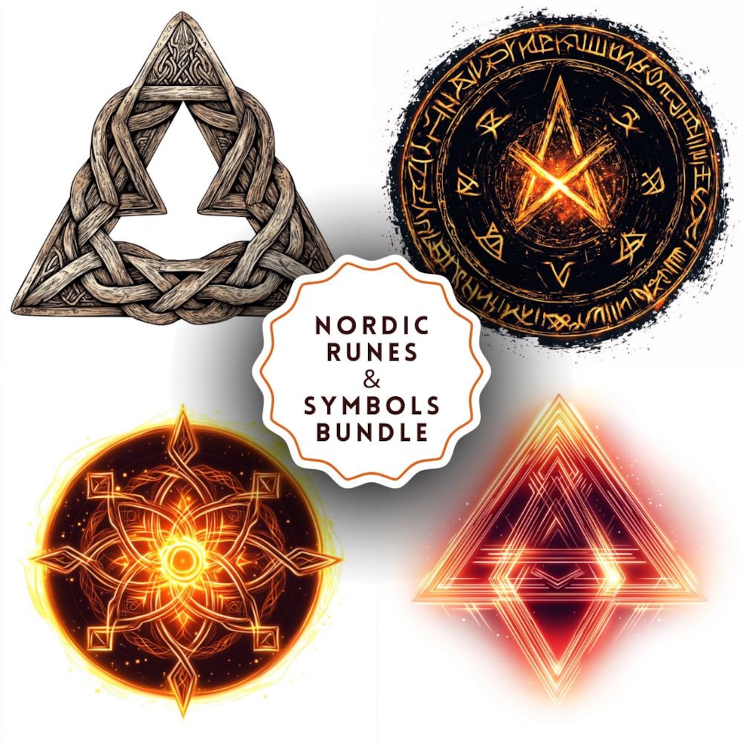 Triangular Runes Nordic Runes Clipart: Viking Amulet Designs (PNG Digital Download ...
