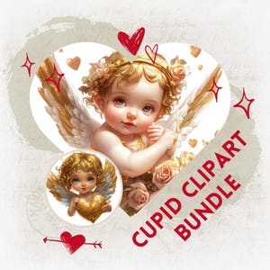 26 Cute Cupid Clipart Bundle PNG - 26 PNG Watercolor Valentine’s Day Illustrations - Digital Download - Commercial Use