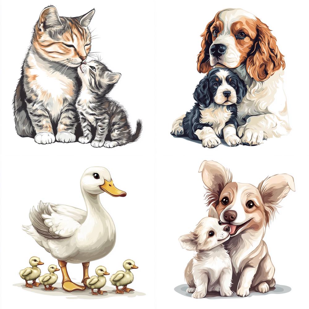 Animal Moms and Babies Clipart - 36 PNG Graphics (digital Download) - Etsy