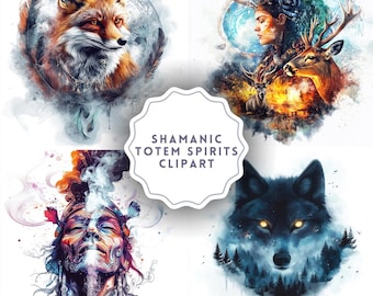Shamanic Totem Animal Masks: Tribal Ritual Art PNG (Digital Download, Commercial Use)
