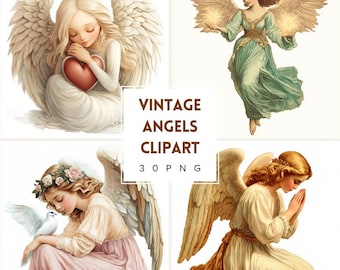 Vintage Angel Clipart Set: 43 PNGs for Christmas Decor (Digital Download)