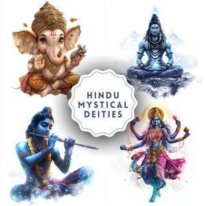 40 Clipart PNG di divinità mistiche indù - 40 PNG Ganesha, Shiva, Lakshmi e altri - Download digitale - Uso commerciale