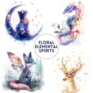 39 Floral Elemental Spirits Clipart PNG - 39 verzauberte Fantasy Kreaturen Bundle - digitaler Download - kommerzielle Nutzung