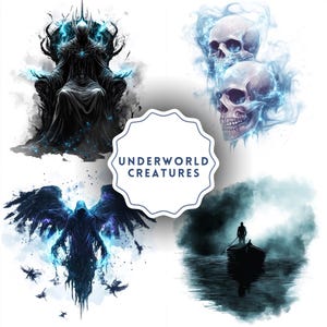 54 Kreaturen der Unterwelt Clipart PNG - 54 PNG Sagengeister, Cerberus, Charon, Geister & andere - Digital Download - Kommerzielle Nutzung