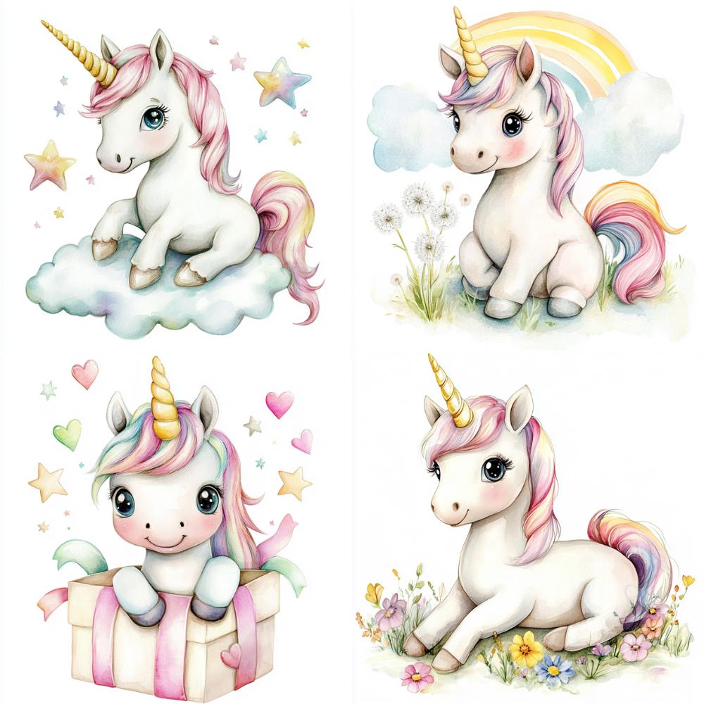 36 Watercolor Baby Unicorn Clipart PNG - 36 PNG Pastel Magical ...