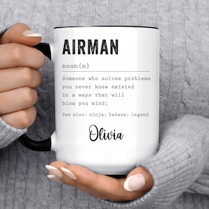Best Airman, Air force Gift Mug For Women and Men, For Birthday, Appreciation, Thank You Gift, A Personalized Custom Name Coffee Mug