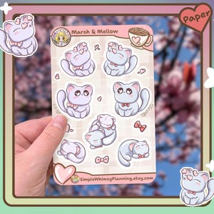 Paper Cat Sticker Sheet – Matte Kawaii Stickers – Cute Pastel Kitty Stickers for Planners, Journals & Scrapbooks