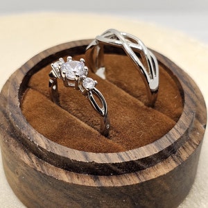 Anillos de pareja con iniciales personalizadas en plata, anillos a juego, anillos de promesa, conjunto de joyas de circonita, collar con anillos a juego de larga distancia para él y para ella