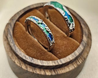 Personalized Sliver Initials Couple Rings, matching rings, Promise rings river Jewellry Set, Long Distance His Her Matching Ring