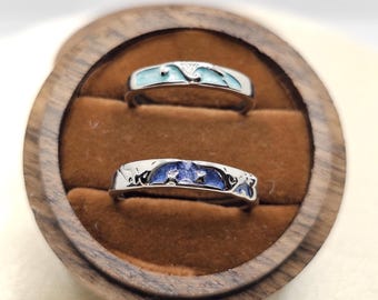 S925 Mountain Ocean Couple Ring, Matching ring, Trendy Best Friend Gift , Matching Promise Ring , Valentin special, cadeaux, souvenir
