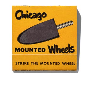 Unique Set of 2 Matchbook Art Photographs : Chicago Wheels | Vintage Chicago Wall Art