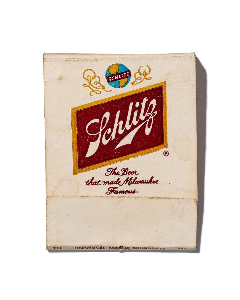 Schlitz beer vintage matchbook art print, The Beer That Made Milwaukee Famous