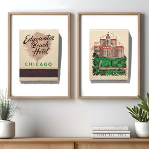 Vintage Matchbook Photographs | Set of Prints | Edgewater Beach Hotel Chicago | Home Decor | Unframed Chicago Wall Art