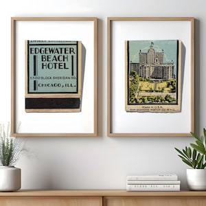 Vintage Matchbook Photographs | Set of Prints | Edgewater Beach Hotel Chicago - 1 | | Home Decor | Unframed Wall Art